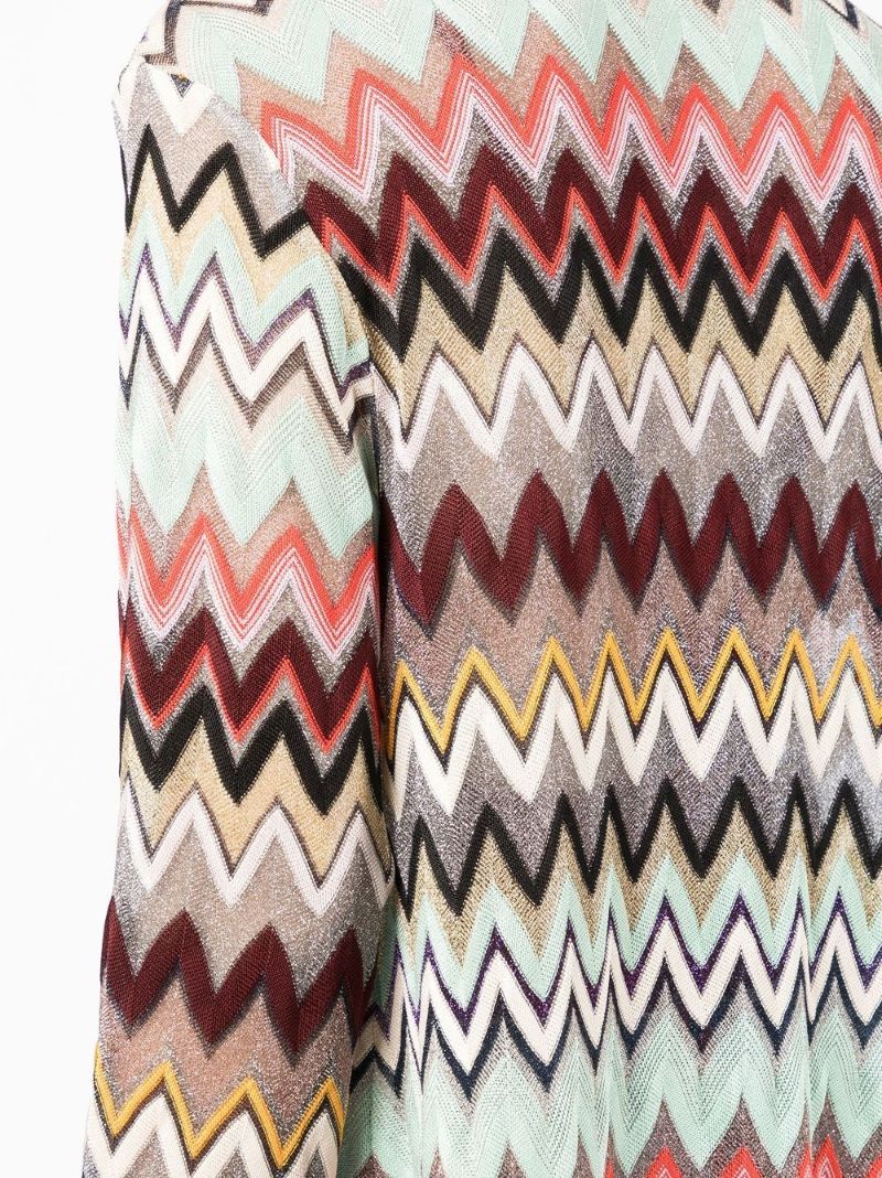 Multicolour Zigzag Pattern Long Cardigan
