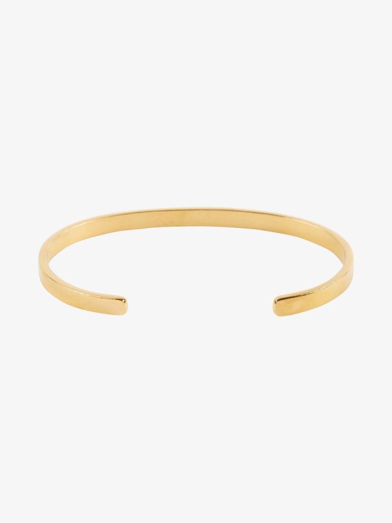 Gold-plated Logo Engraved Cuff Bracelet