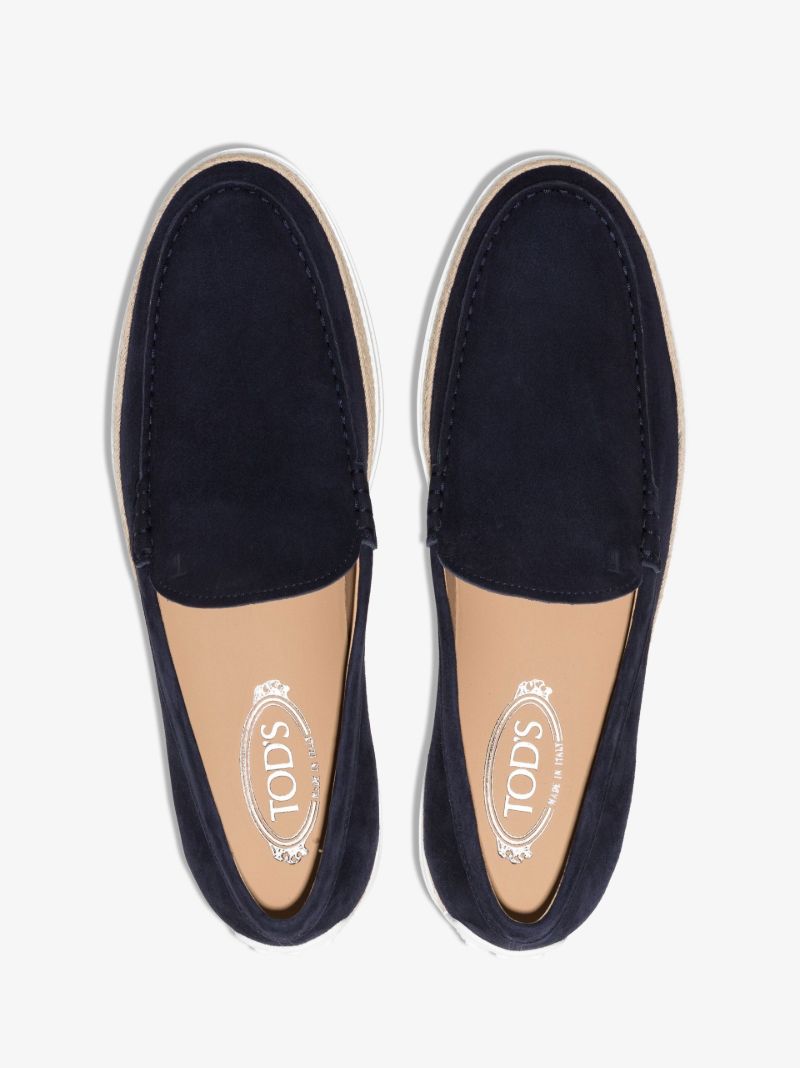 Blue Suede Espadrille Loafers