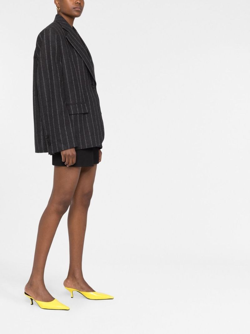 Grey Pinstripe Logo Blazer