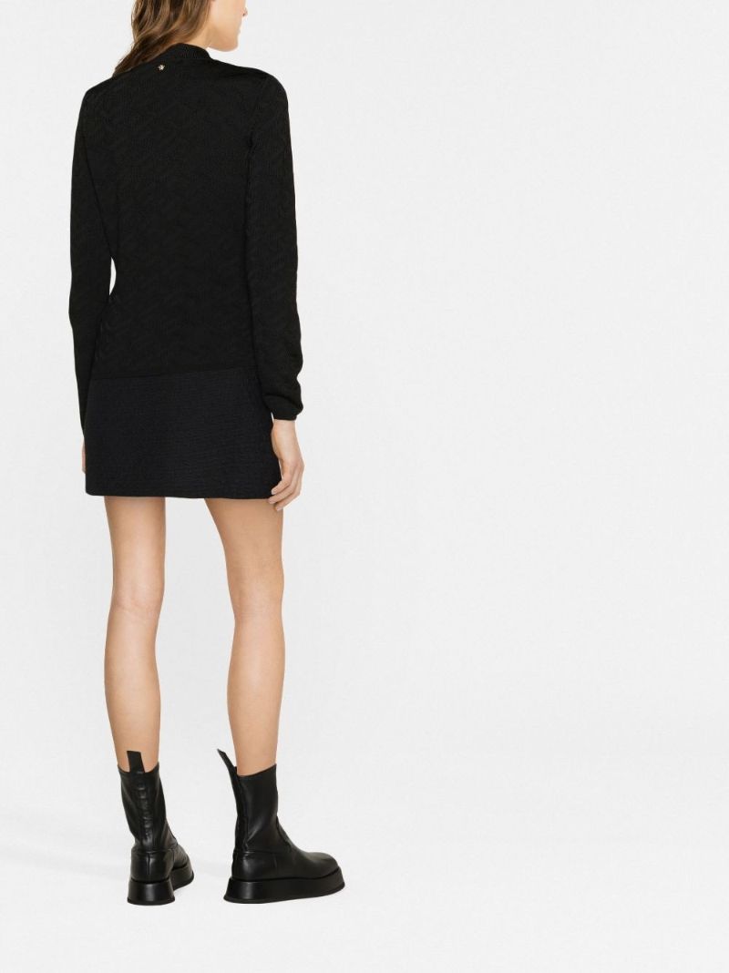 Black La Greca Jacquard Knitted Sweater
