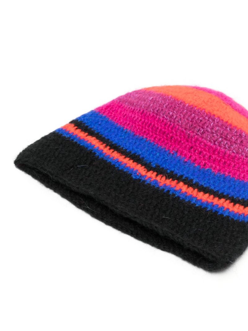 Pink Striped Beanie Hat