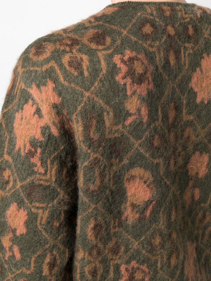 Green Botanical Jacquard Cardigan