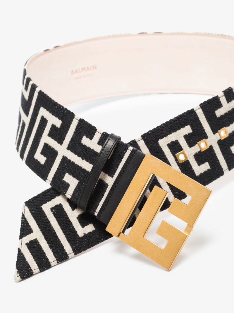 Black Monogram Jacquard Wide Leather Belt