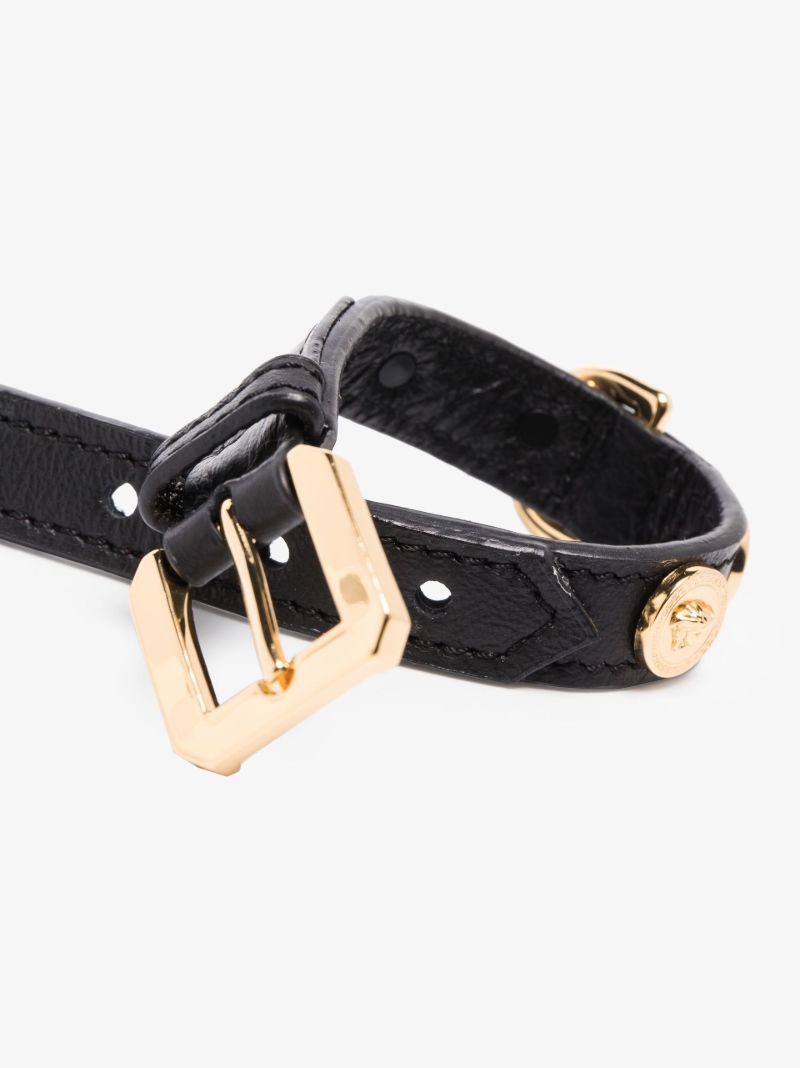 Black Medusa Leather Dog Collar