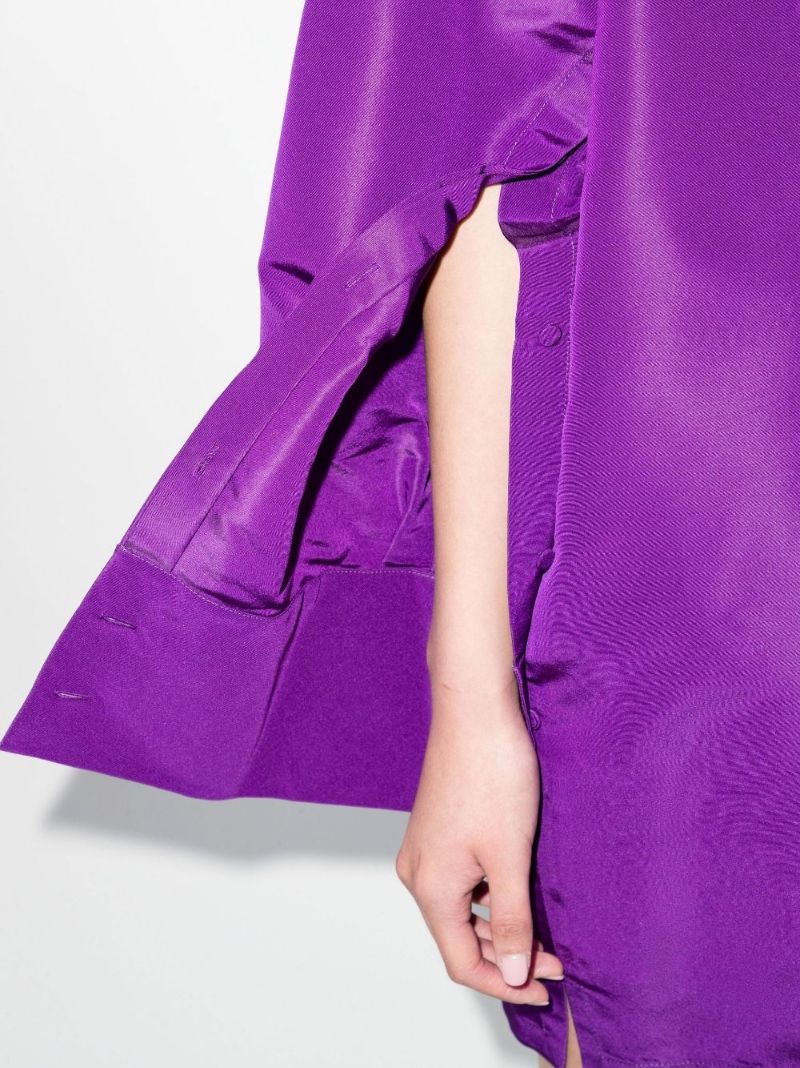 Purple Long-sleeve Silk Shirt Dress