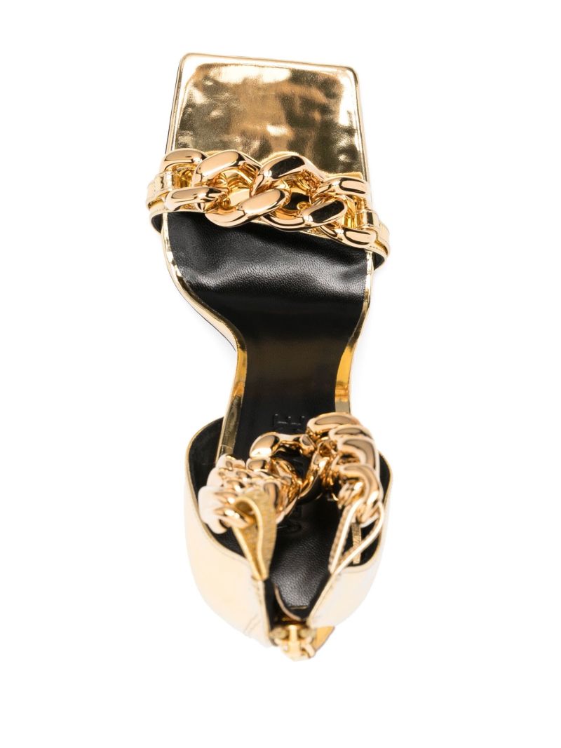 Gold Medusa Chain Leather Sandals