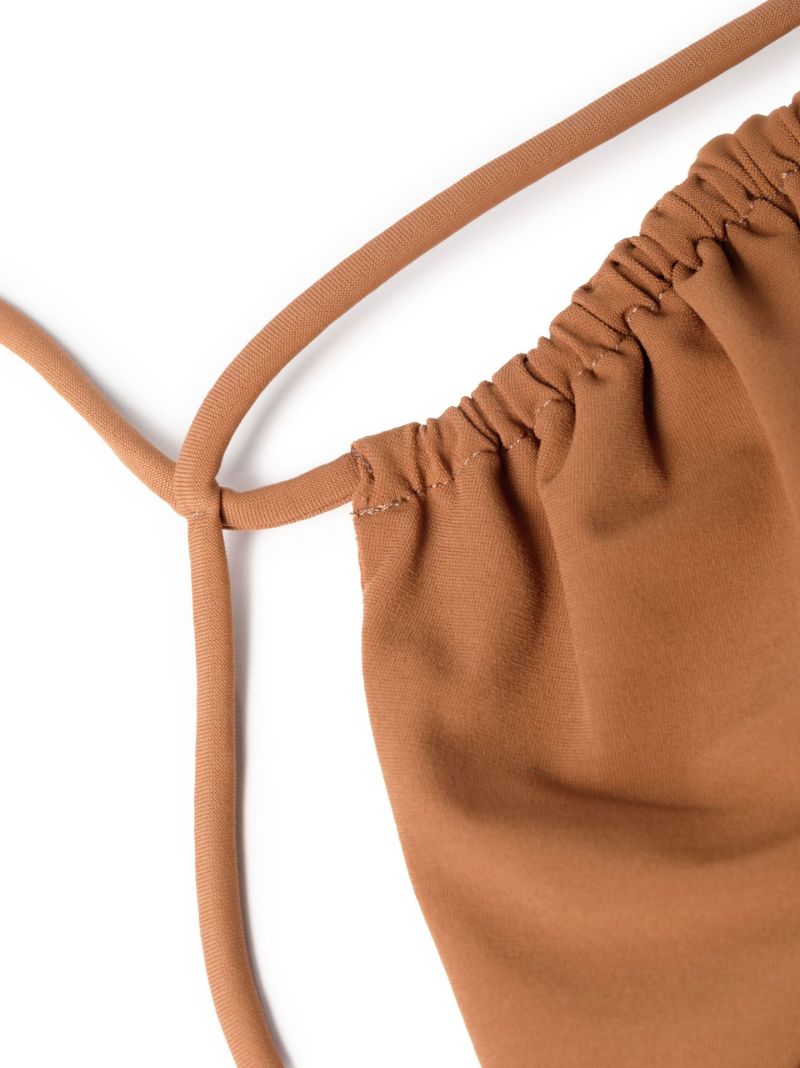 Brown Ruched Bikini Top