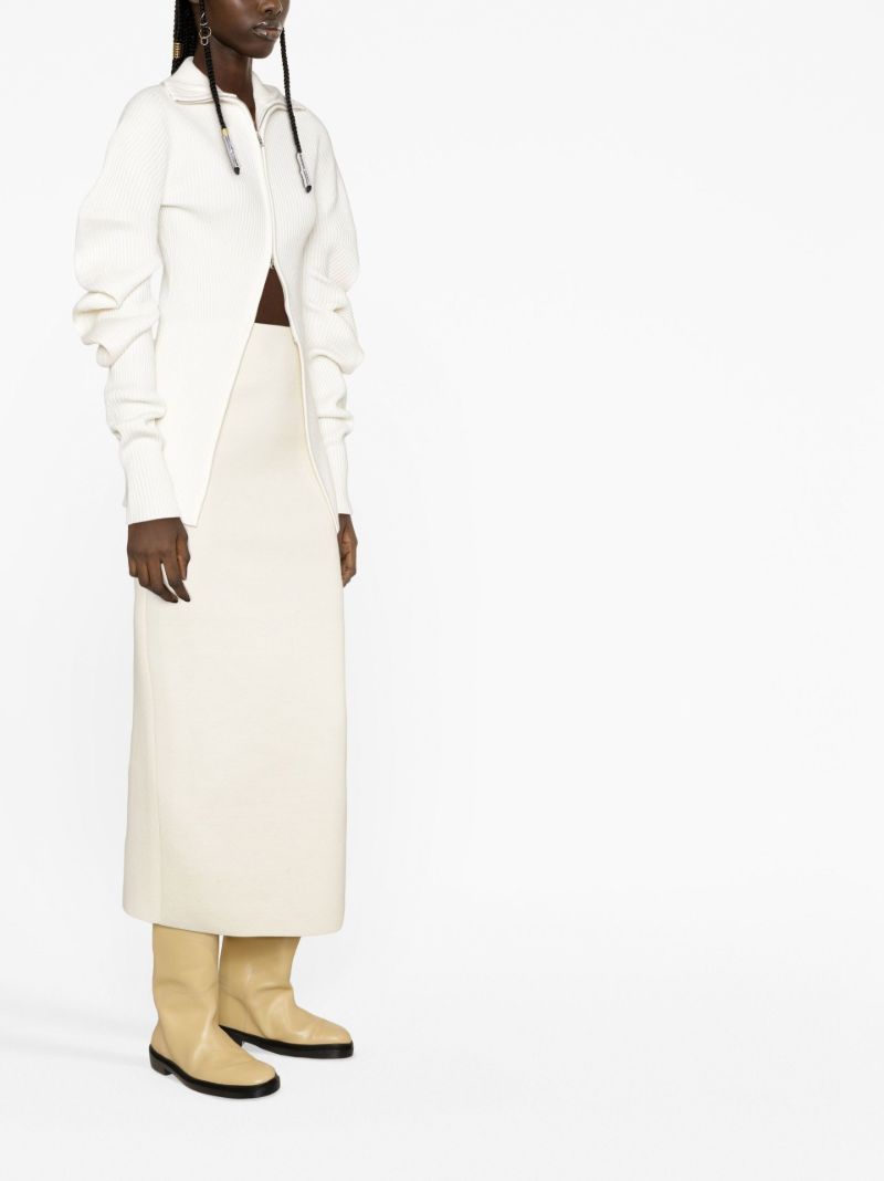 Neutral Gayuso Ribbed Midi Skirt