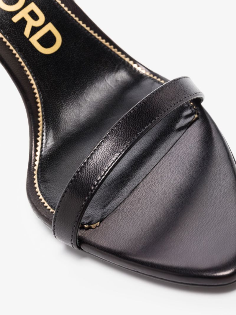 Black Padlock Pointy Naked 85 Leather Sandals