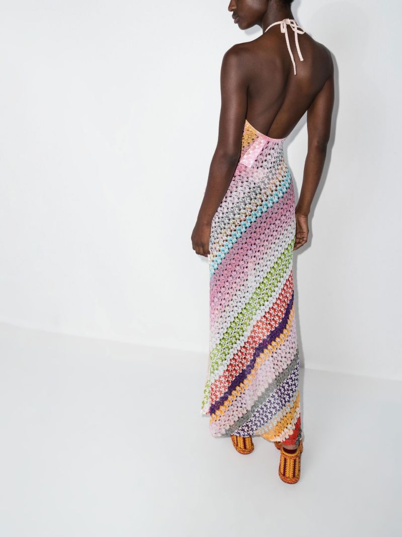 Multicolour Crochet Knit Halterneck Dress