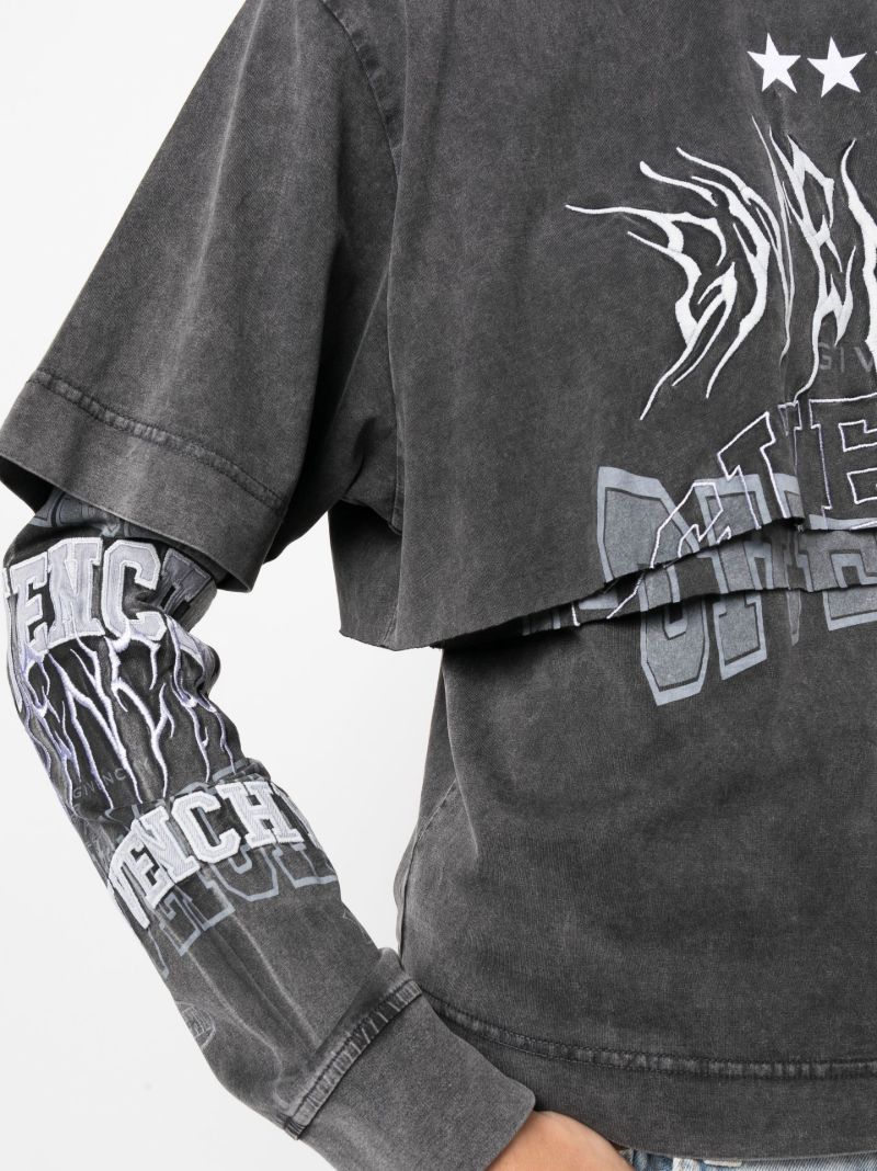 Grey Embroidered Logo Layered T-shirt