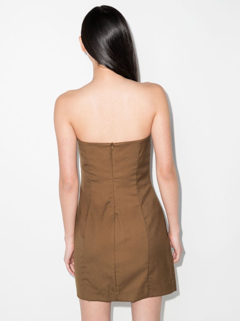 Brown Strapless Wool Mini Dress