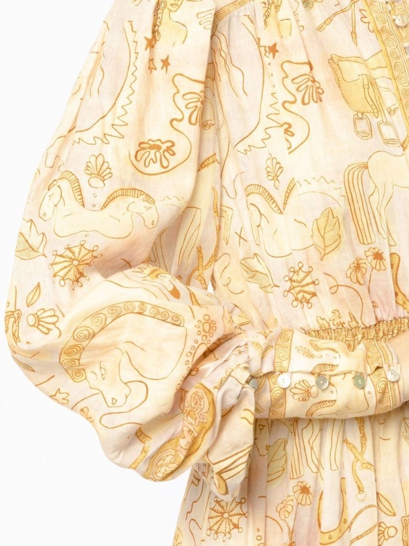 Orange Solitaire Bell Sleeve Midi Dress