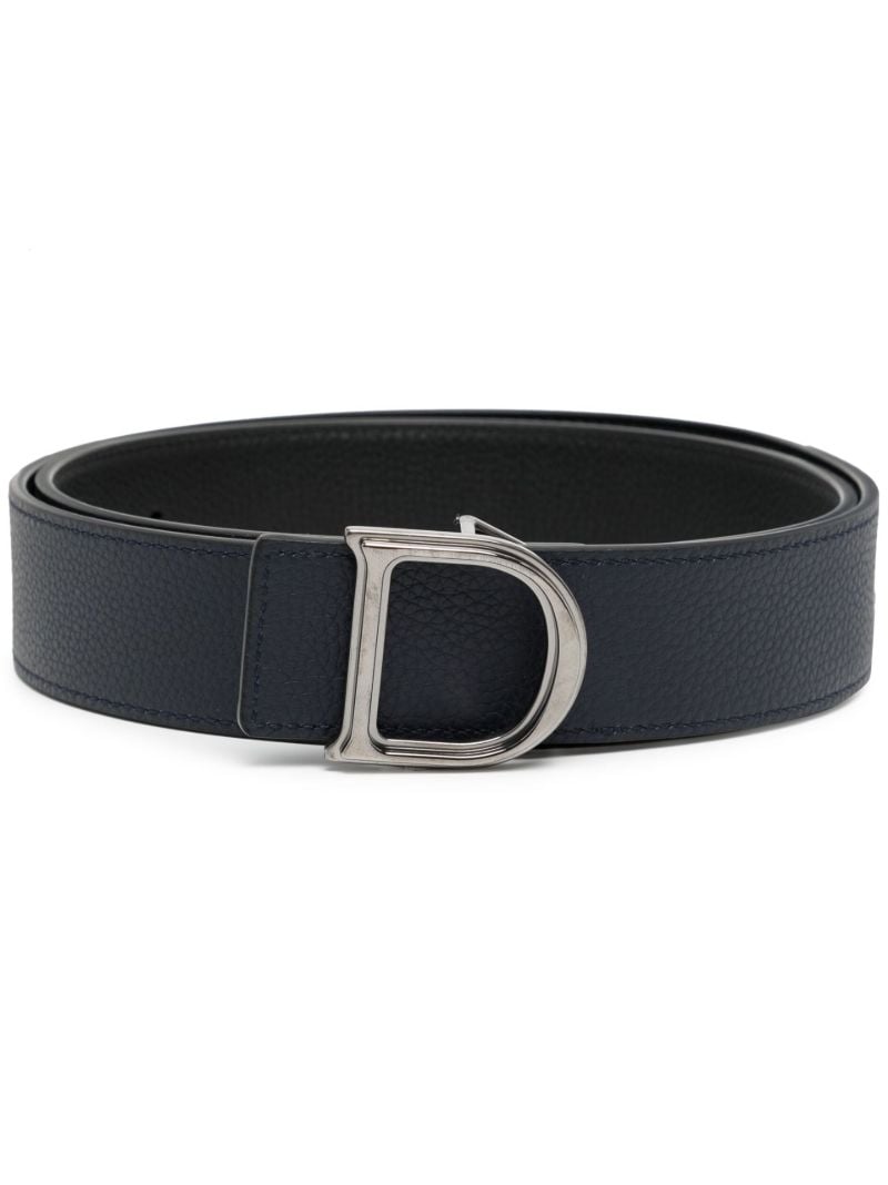 Black Logo Buckle Reversible Leather Belt