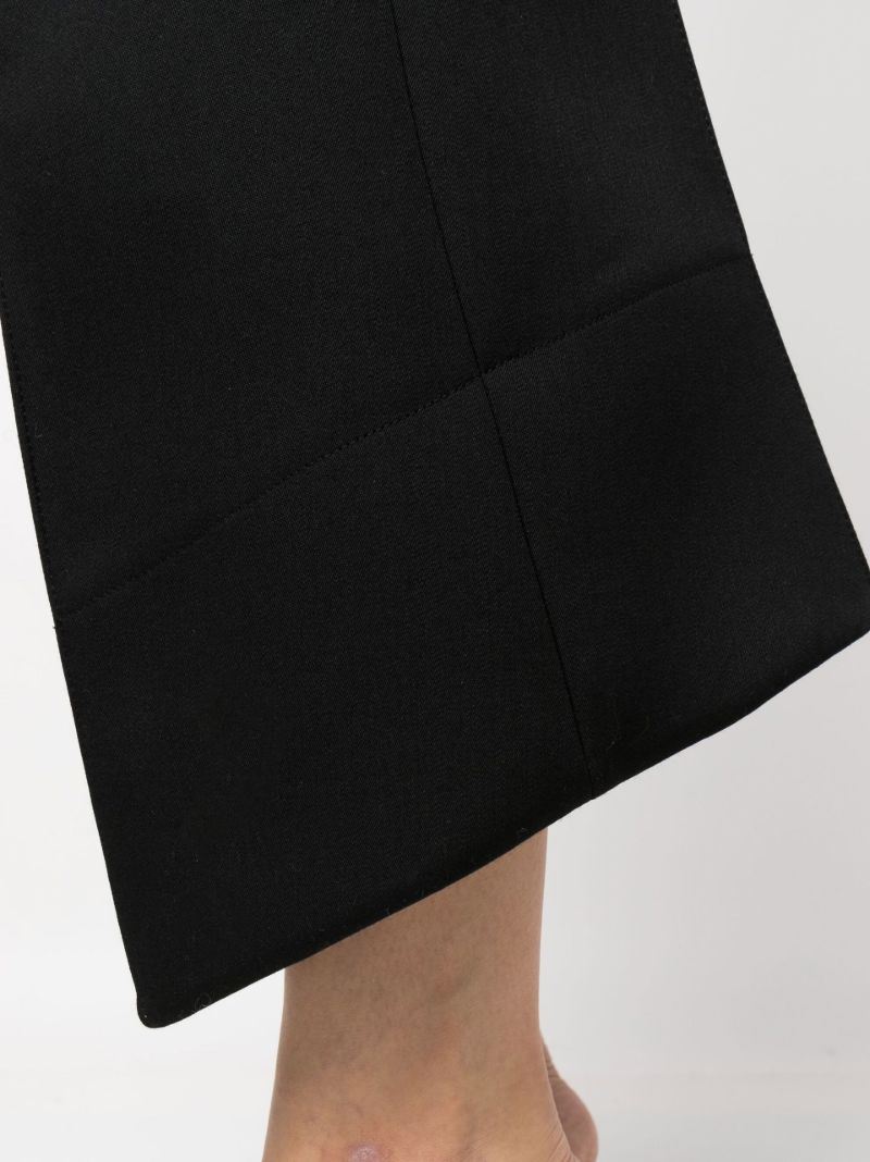Black Cropped Curved-seam Wool Trousers