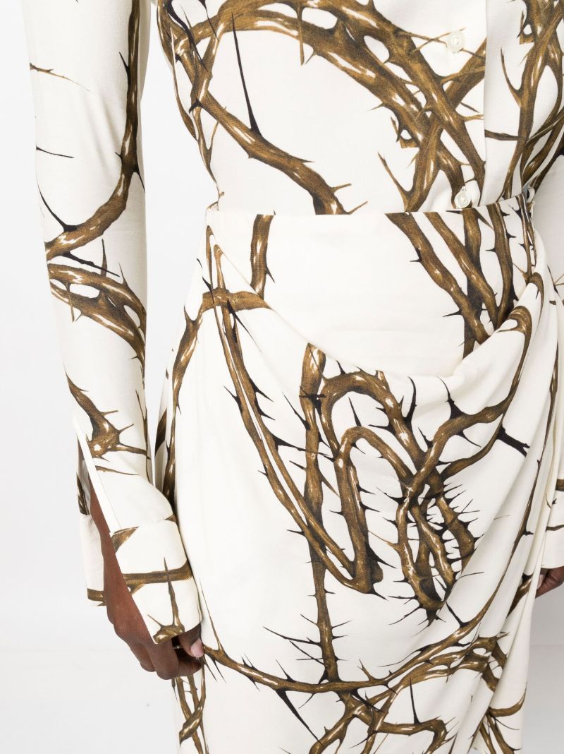 Neutral Thorn Print Draped Skirt