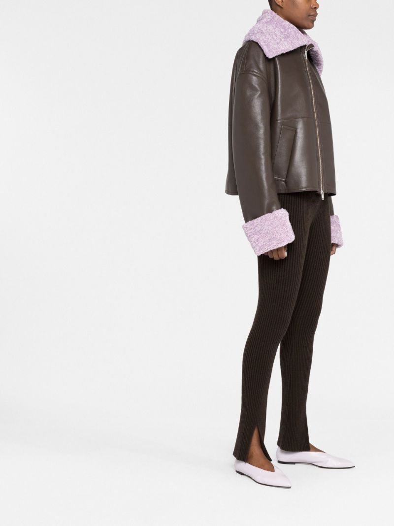 Brown Verona Leather Faux Fur Jacket