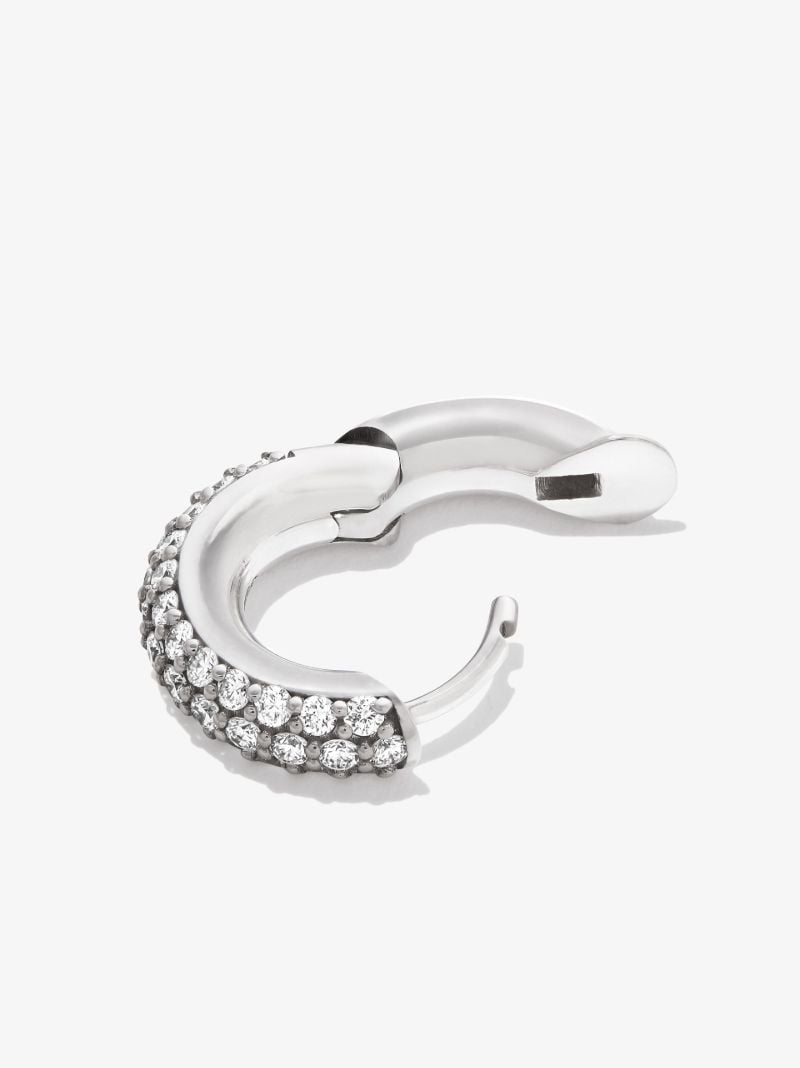 18k Yellow Gold Macro Diamond Single Hoop Earring