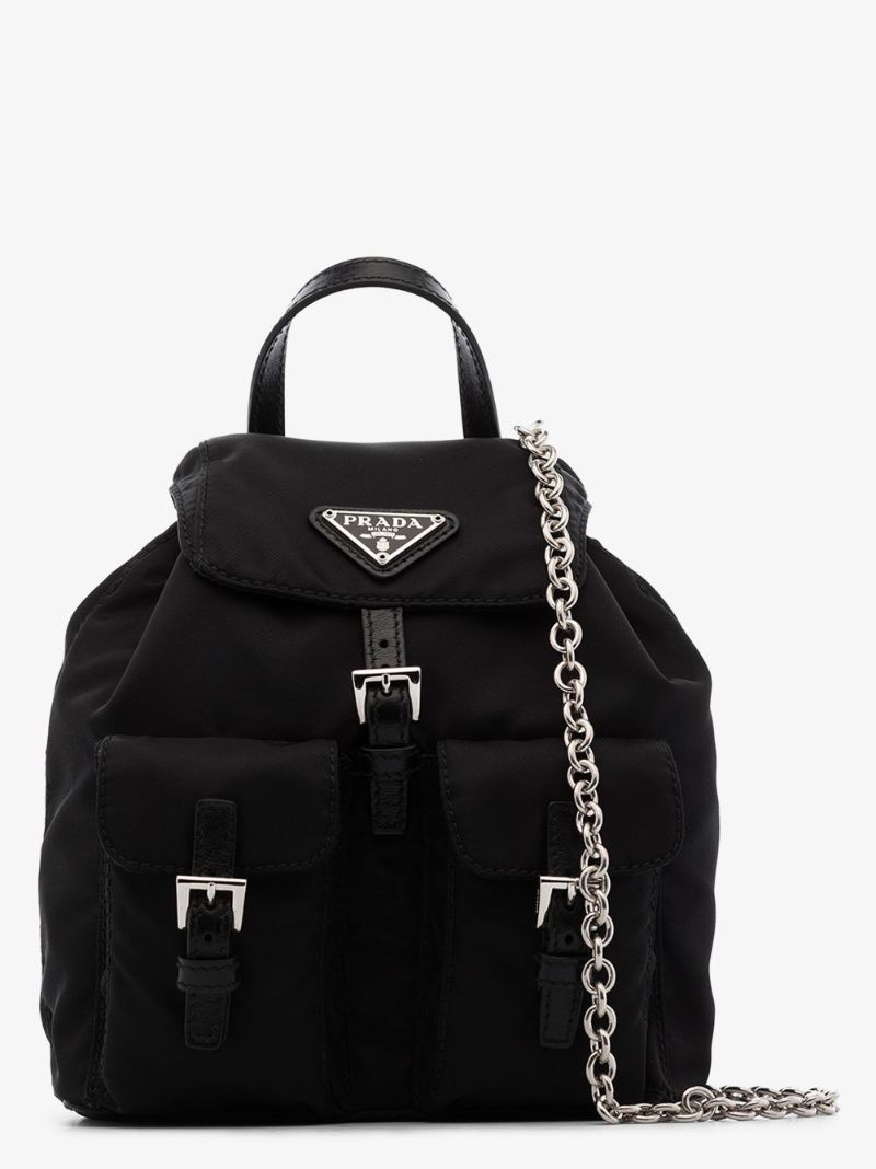 Black Nylon Mini Backpack