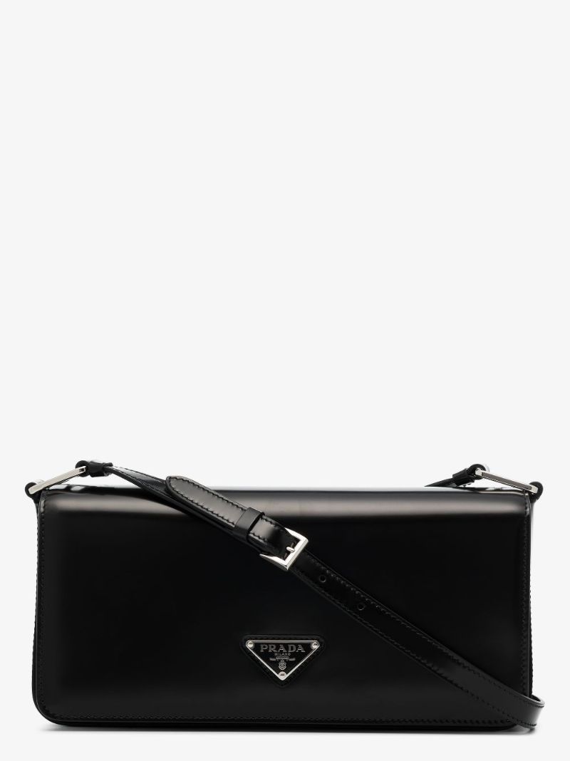 Black Baguette Leather Shoulder Bag