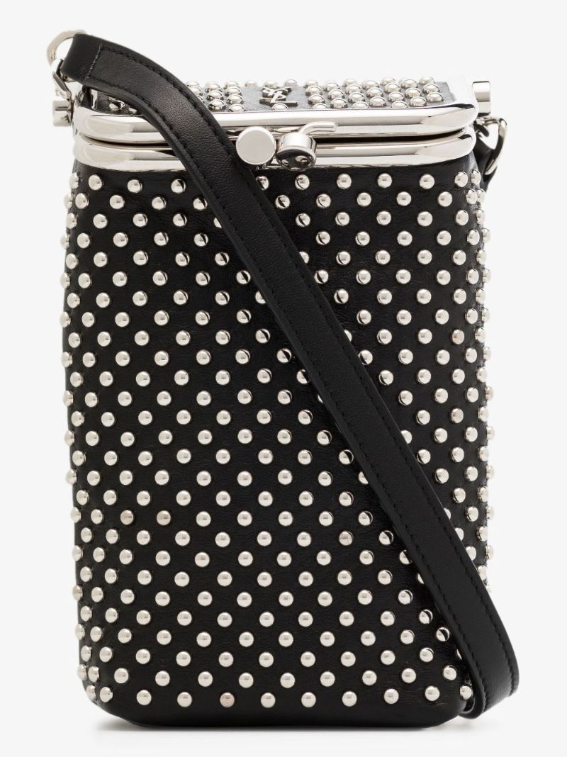 Black Charniere Small Studded Leather Cross Body Bag