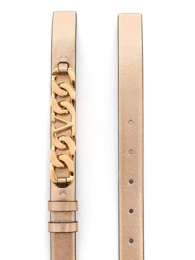 Gold-tone Vlogo Chain-link Metallic Leather Belt