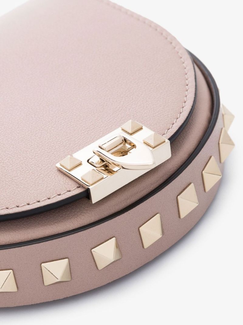 Beige Rockstud Mini Leather Shoulder Bag