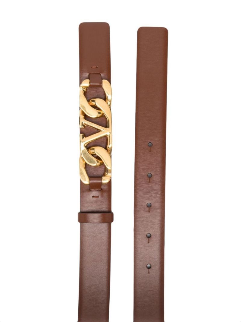 Brown Vlogo Chain Leather Belt