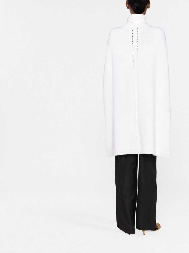 White Turtleneck Knitted Cape