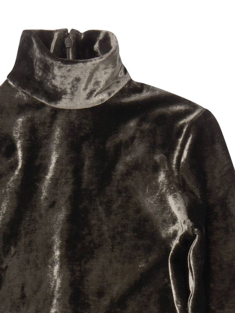 Brown Crushed Velvet Dress with Gloves