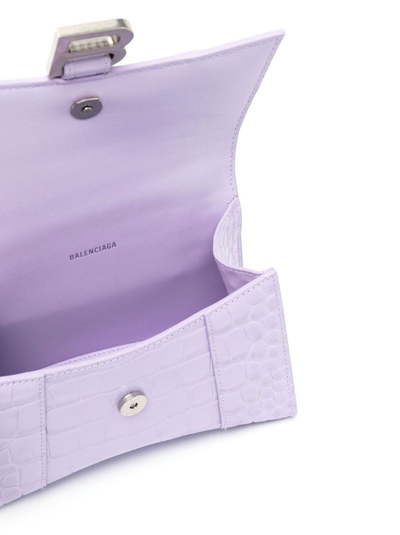 Purple Hourglass Xs Mock Croc Leather Top Handle Bag