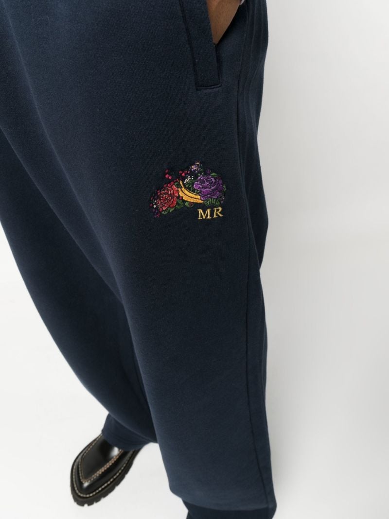 Blue Wide Leg Cotton Track Pants