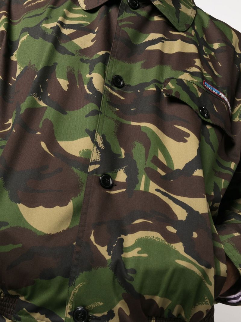 Green Camouflage Print Bomber Jacket