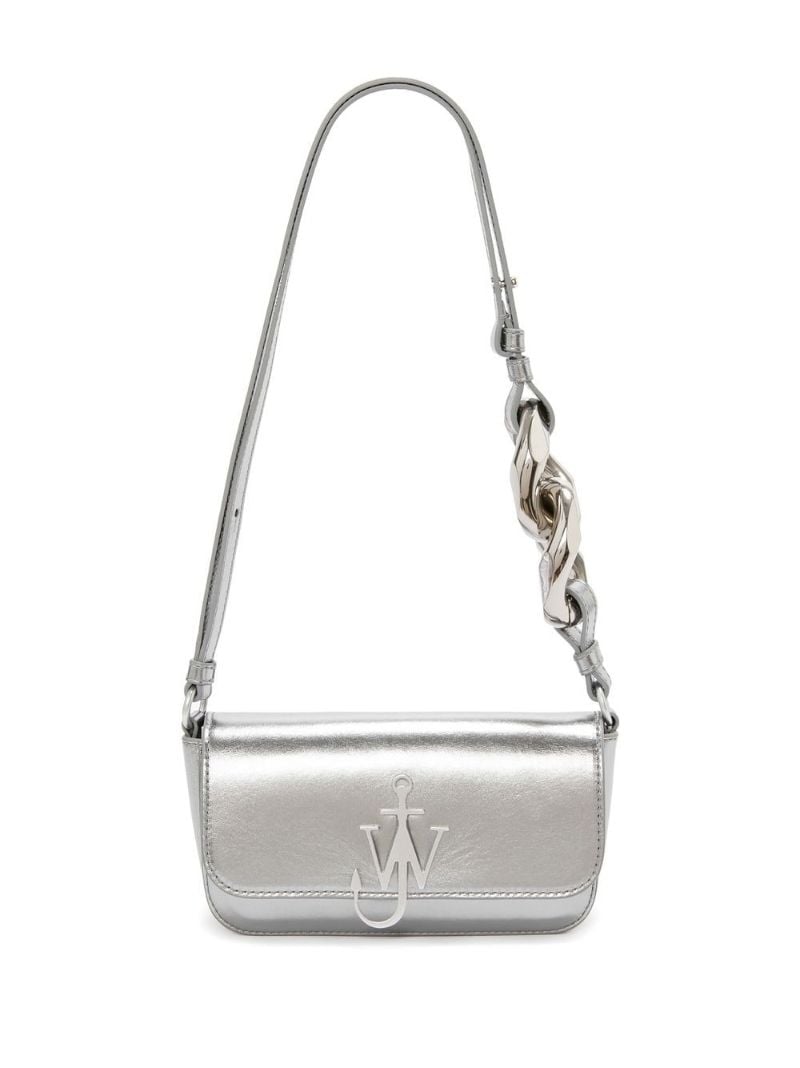 Silver Chain Anchor Leather Shoulder Bag