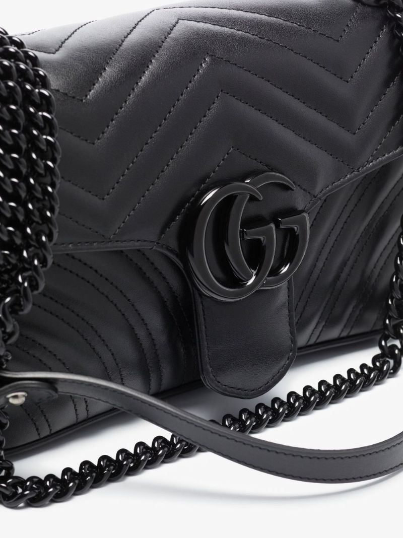 Black Gg Marmont Small Leather Shoulder Bag