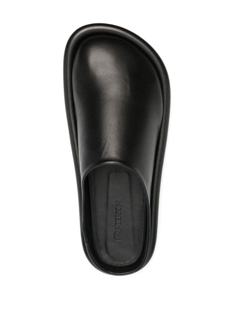 Black Bumper-tube Leather Slippers