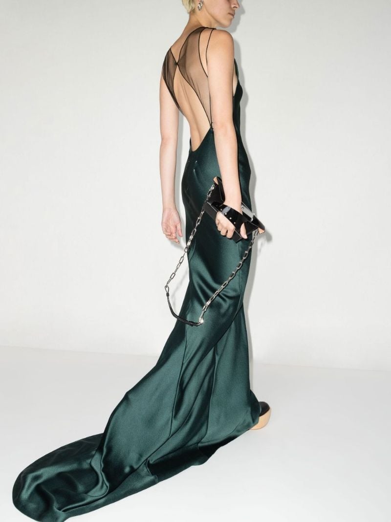 Green Panelled Fishtail Gown