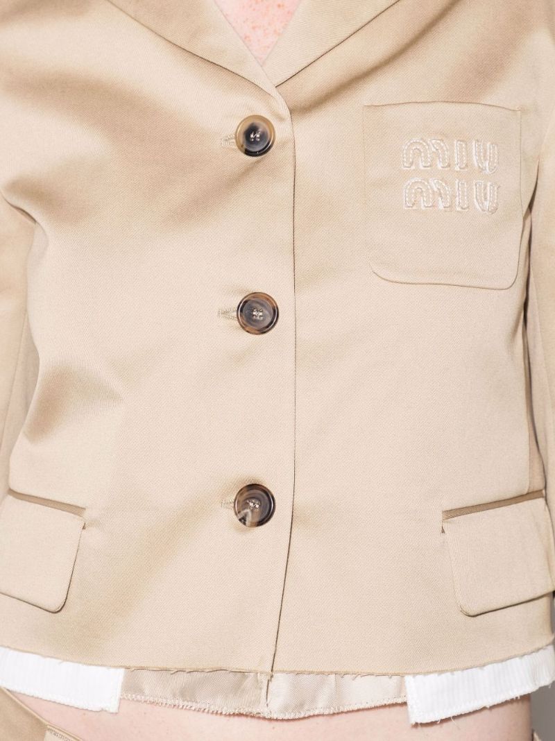 Cropped Single-breasted Cotton Blazer