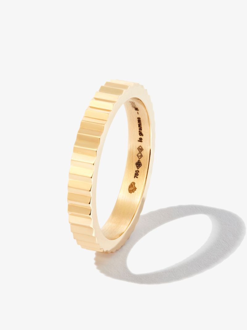 18k Yellow Gold Le 4g Vertical GuillochÃ_x0083_© Polished Ring