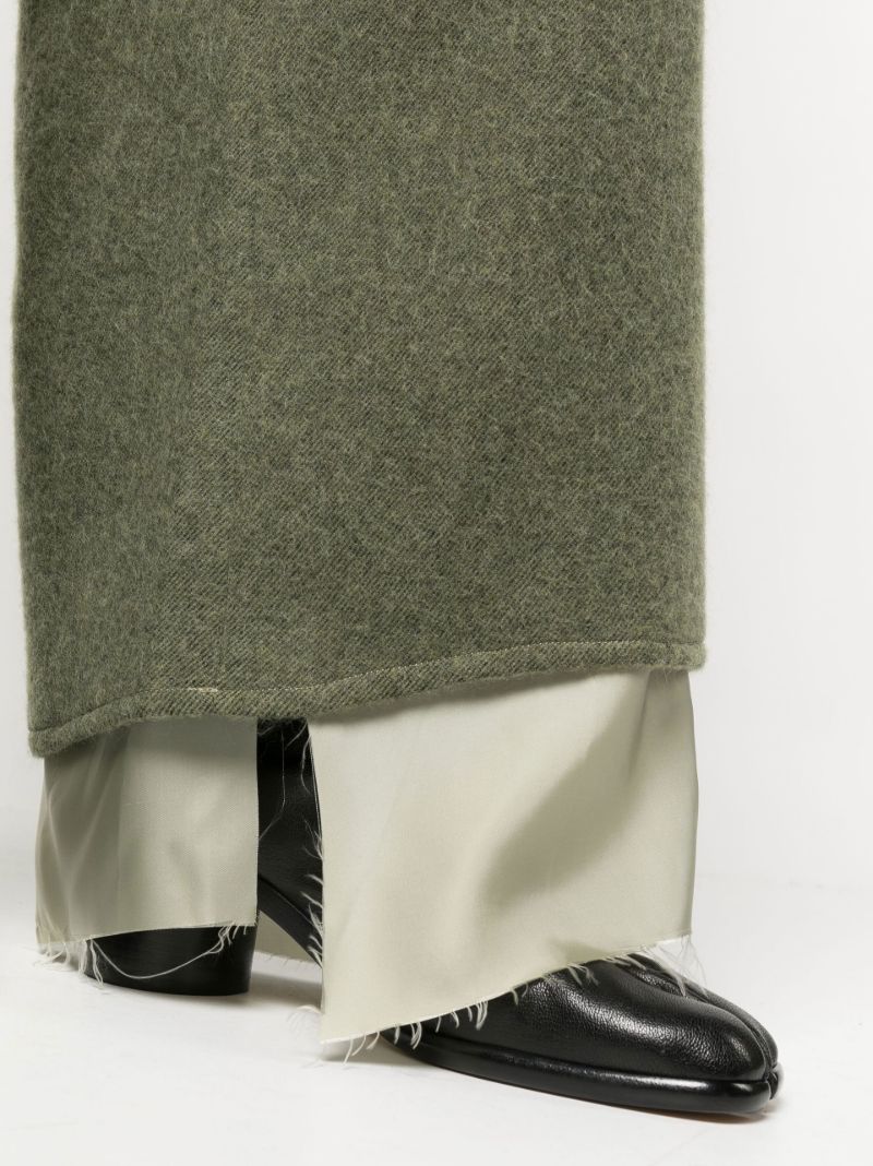Green Cropped Wide Leg Wool Trousers