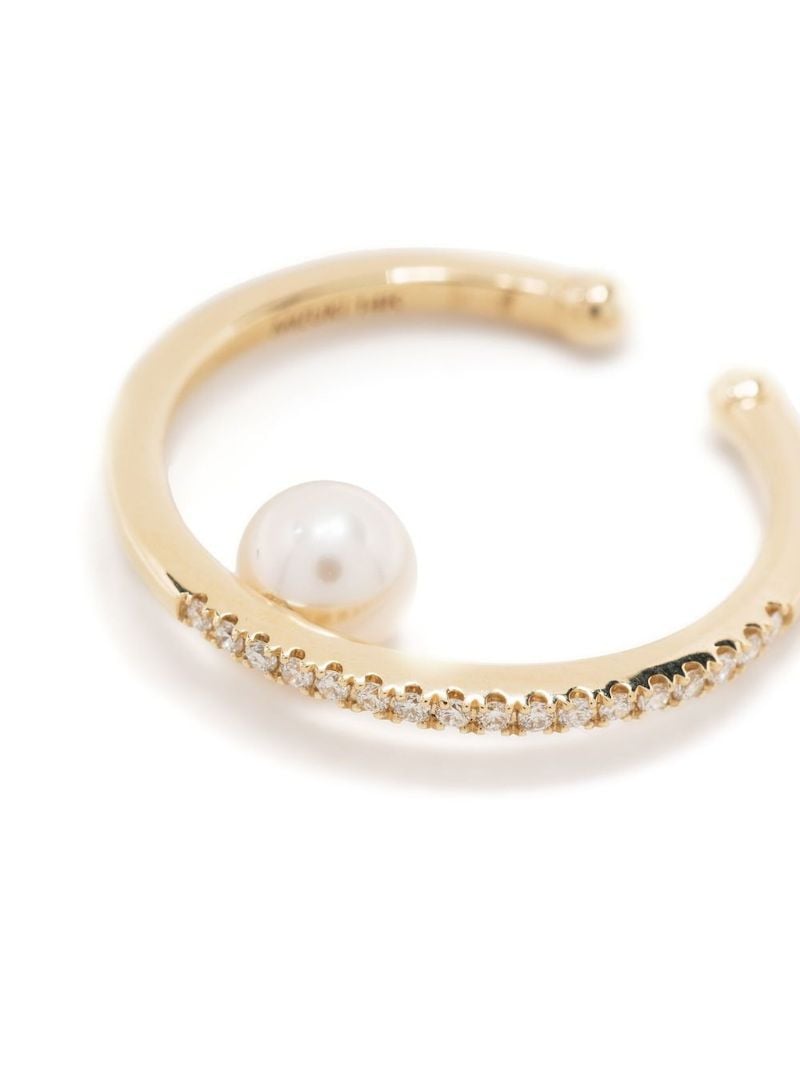 14k Yellow Gold Sea of Beauty Diamond and Pearl Ear Cuff