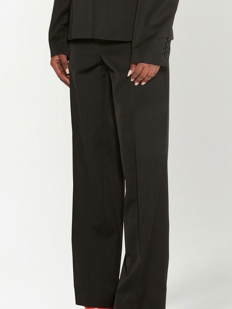 Black Straight-leg Wool Trousers