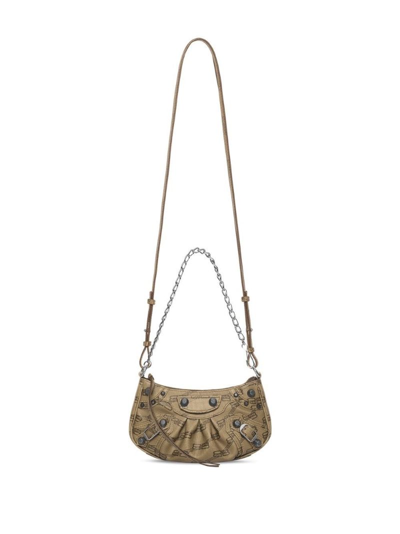 Brown Le Cagole Mini Leather Shoulder Bag