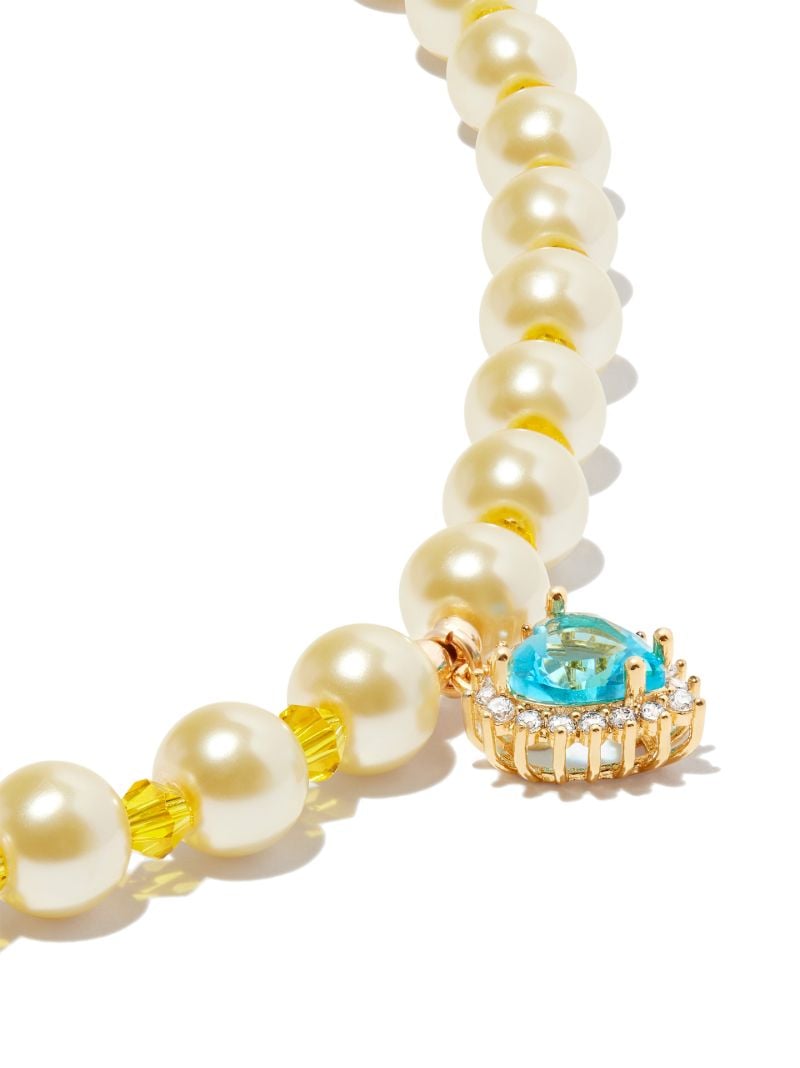 18k Yellow Gold Heart Pendant Pearl Necklace