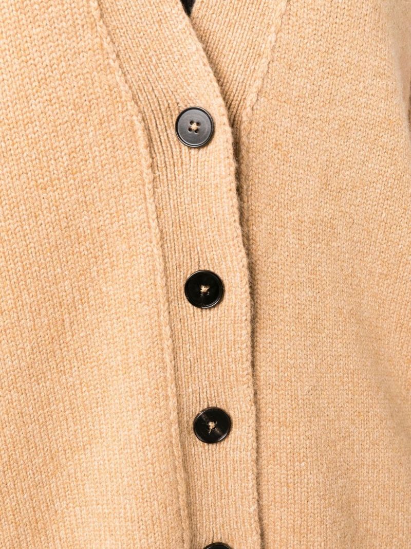 Neutral V-neck Cashmere Knitted Cardigan