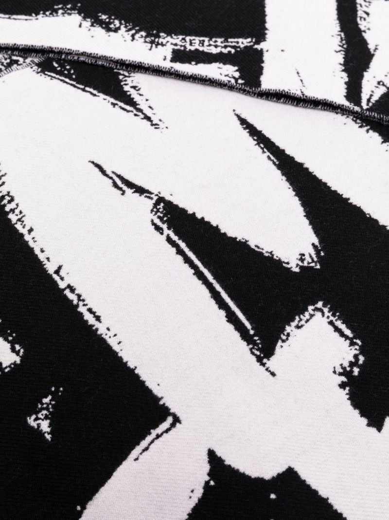 Black Graffiti Logo Wool Scarf