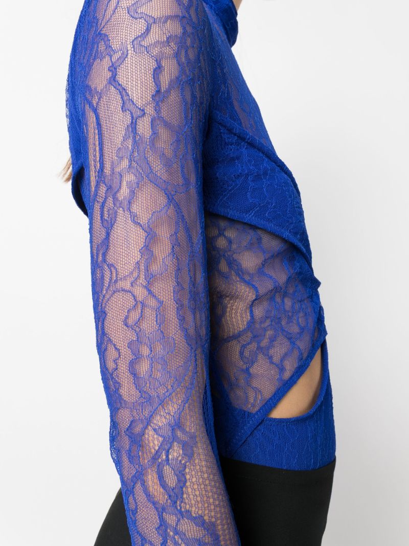 Blue Hooded Lace Panelled Bodysuit