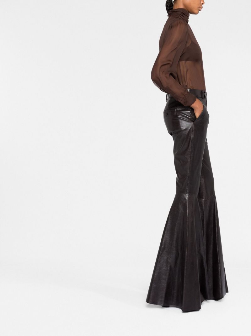Brown High Neck Silk Blouse