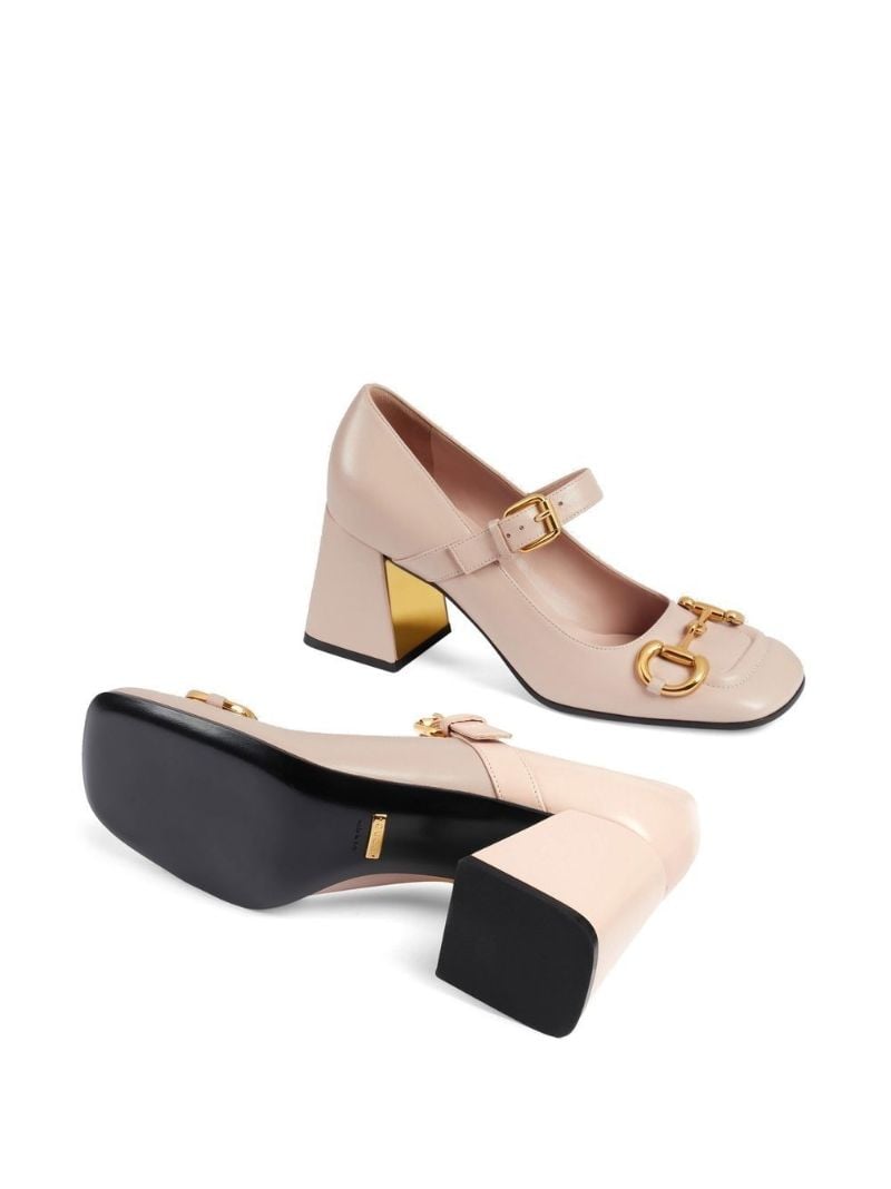 Pink Buckle Detail Leather Pumps